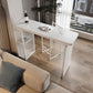 Rectangle White Stone Top Bar Dining Table Contemporary Bar Height Table