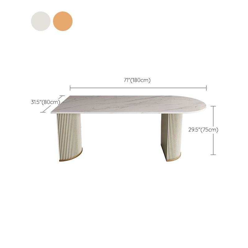 Modern Sintered Stone Dining Table Double Pedestal Table for Dining Room Clearhalo 'Dining Tables & Seating' 'Dining Tables' 'dining_table' 'furn' 'furn_dining_table' 'Furniture' 'Kitchen & Dining Furniture' 1200x1200_c20c2144-87cb-4ed8-b18d-8a1f08d3cf49