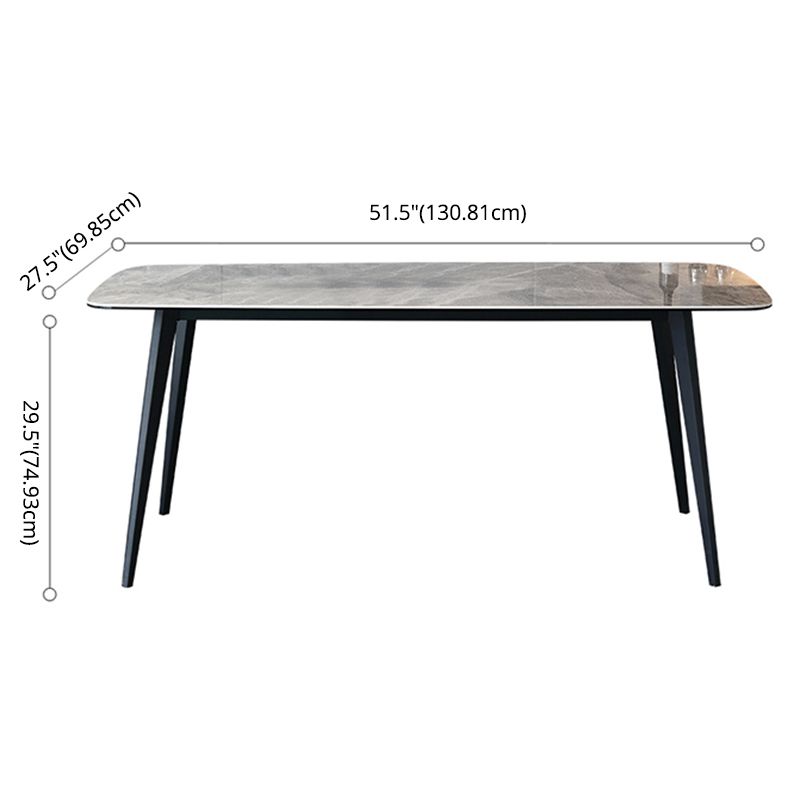 Contemporary Style Sintered Stone Dining Table with White Fixed Table and 4 Legs Base Clearhalo 'Dining Room Sets' 'Dining Tables & Seating' 'dining_room_set' 'furn' 'furn_dining_room_set' 'Furniture' 'furniture_dining_room_set' 'Kitchen & Dining Furniture' 'kitchen&dining_furn' 'kitchen' 1200x1200_c20f0a8e-0bad-489d-bdd1-5044681bd2c1