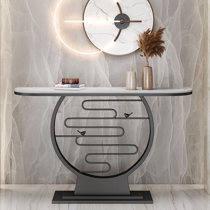 Console resistente al graffio di marmo di mezza luna/metallo per la sala