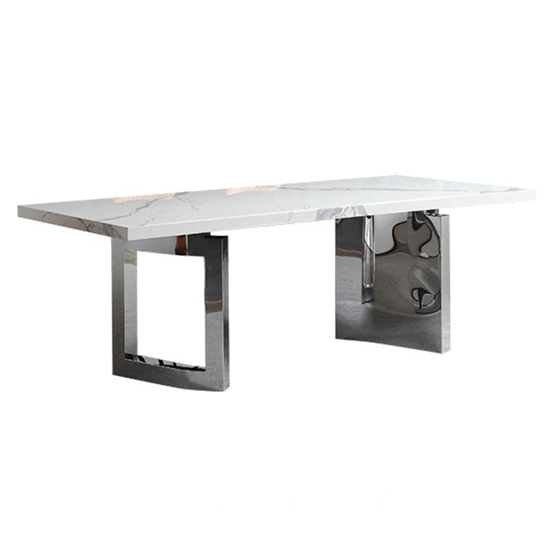 Modern 1/4/5/7 stukken eetkamerstoelen rechthoekige steenmeubels in wit gezet