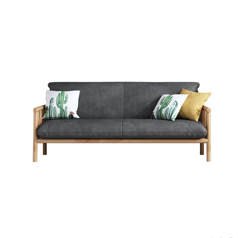 木製ベースのフェイクレザースカンジナビアスクエアアームソファ-30.3 "H