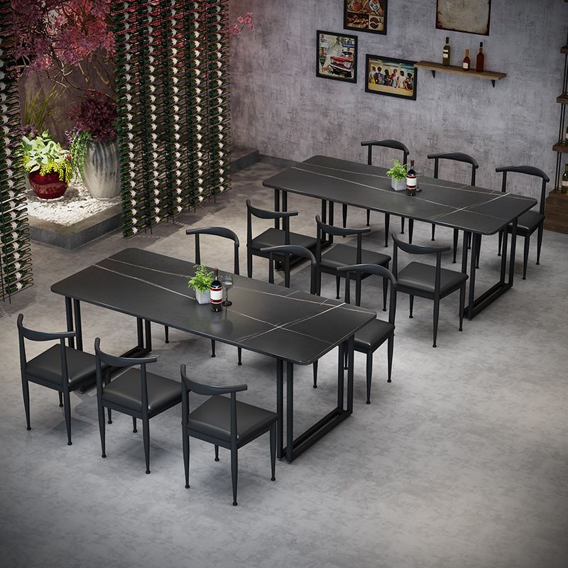 Industrial Style Dining Table Black Sintered Stone Dining Table with Metal Base Clearhalo ' dining_table' 'Dining Tables & Seating' 'Dining Tables' 'furn' 'furn_dining_table' 'Furniture' 'furniture_dining_table' 'Kitchen & Dining Furniture' 'kitchen&dining_furn' 'kitchen' 'kitchen_dining_table' 1200x1200_c215fe29-be3b-4c21-b6d0-2b4814f1cdce