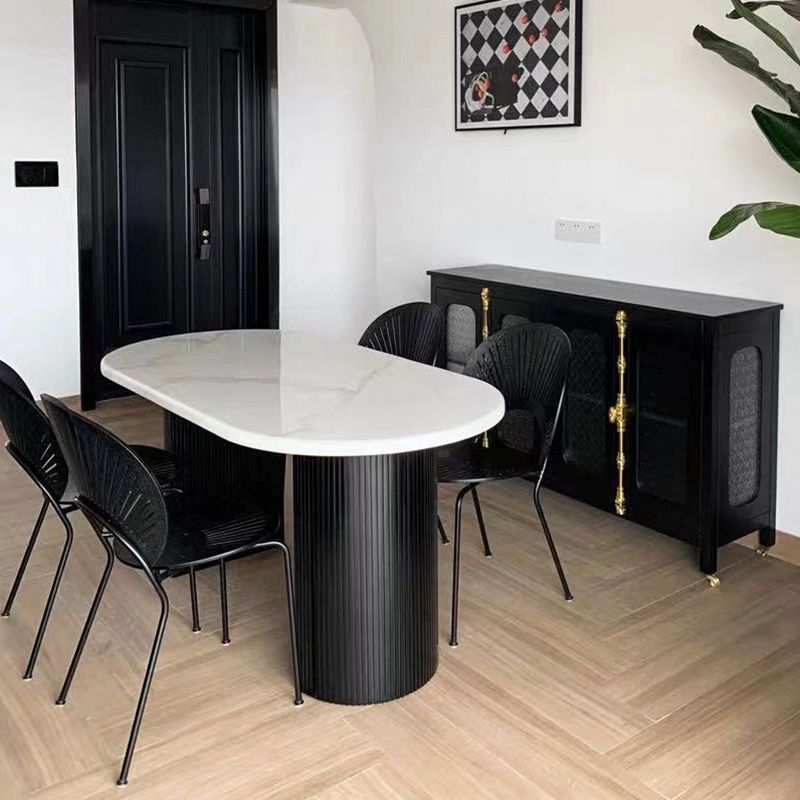 Oval Dining Table Contemporary Dining Table with Sled Base in Black Clearhalo 'Dining Tables & Seating' 'Dining Tables' 'dining_table' 'furn' 'furn_dining_table' 'Furniture' 'Kitchen & Dining Furniture' 1200x1200_c2161cac-137f-4acb-aa8e-e7b714f378ca