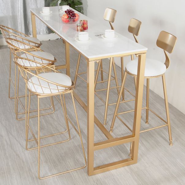 Glam -witte tafel met rechthoektafel top gouden schoktafel - 41.3 "h