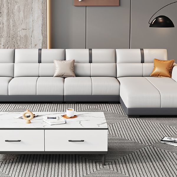 Eigentijdse sectionele bank faux lederen vlekbestendige sectionele bank
