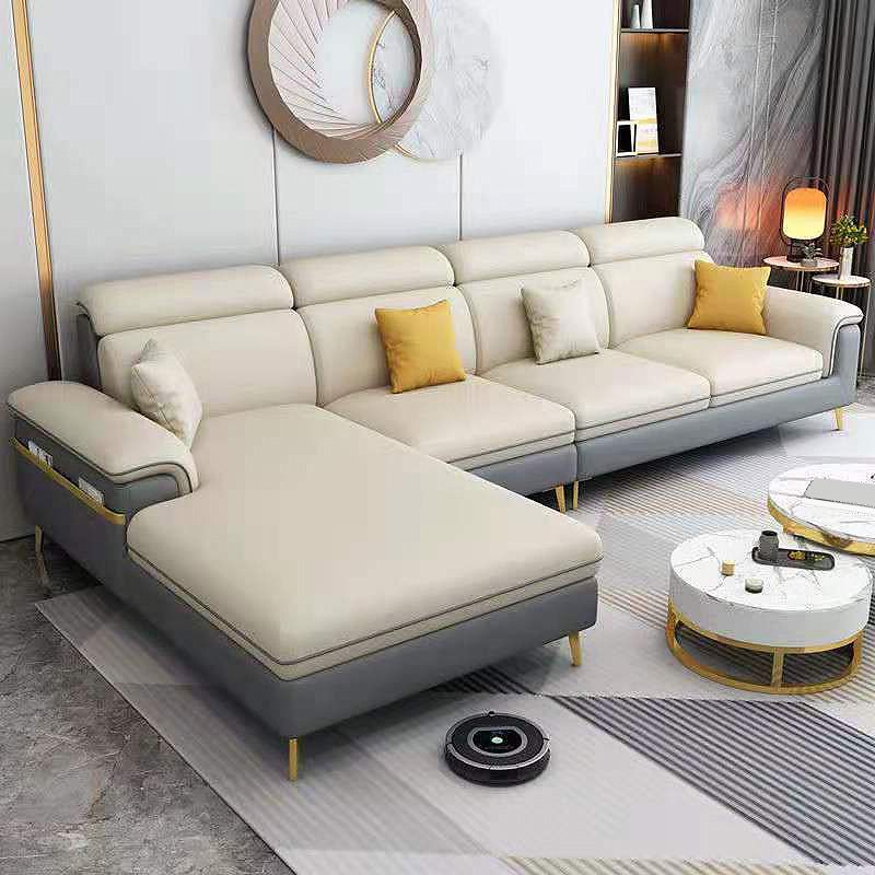 Latex Upholstery Sectional Filled Built-in Armrest with Pillow Back Sofa Clearhalo 'furn' 'furn_sectionals' 'Furniture' 'Living Room Furniture' 'Sectionals' 1200x1200_c219f4d1-9a60-4556-a73f-e3dc46d38df4