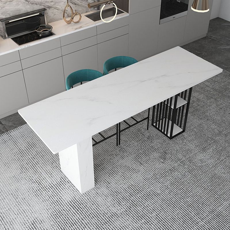Stone Bar Dining Table Modern Rectangle Bar Table with Double Pedestal for Kitchen Clearhalo 'Bar Furniture' 'Bar Tables' 'bar_tables' 'furn' 'furn_bar_tables' 'Furniture' 'furniture_bar_tables' 'Kitchen & Dining Furniture' 1200x1200_c21a4c68-3d1d-442b-91f9-85433d10181b