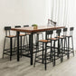 Industrial Rectangle Bar Table Pine Wood Bar Table with Trestle Base in Black