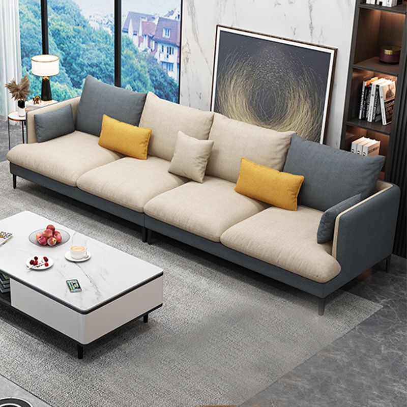 Light-Grey Waterproof Faux Leather Sofa Slipcovered Sectional with Recessed Arms Clearhalo 'furn' 'furn_sectionals' 'Furniture' 'furniture_sectionals' 'Living Room Furniture' 'Sectionals' 1200x1200_c21e0b28-67d7-485a-bd9b-eb9d067fbf13