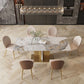 Glam Style Sintered Stone Table Dining Rectangle Table with Metal Legs for Kitchen Clearhalo 'Dining Tables & Seating' 'Dining Tables' 'dining_table' 'furn' 'furn_dining_table' 'Furniture' 'Kitchen & Dining Furniture' 1200x1200_c21fbfc0-f460-4d7a-a140-744c773a366d