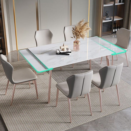 Extendable 1/4/5/7 Pieces Dining Set Sintered Stone Dining Table Set with Chairs Clearhalo 'Dining Room Sets' 'Dining Tables & Seating' 'dining_room_set' 'furn' 'furn_dining_room_set' 'Furniture' 'furniture_dining_room_set' 'Kitchen & Dining Furniture' 'kitchen&dining_furn' 'kitchen' 1200x1200_c220703a-698e-486a-9207-c8c80386ada5