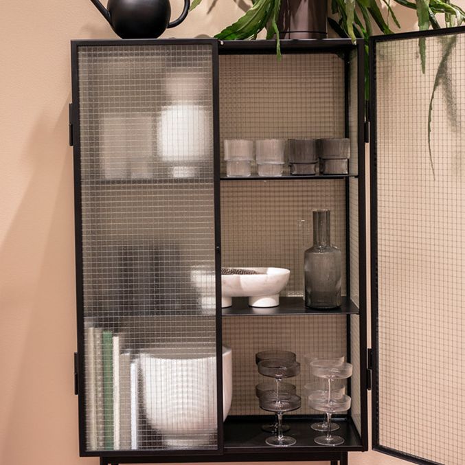 61"H Modern Iron Dining Server Glass Doors Cabinets Sideboard for Living Room Clearhalo 'buffet_sideboard' 'Buffets & Sideboards' 'furn' 'furn_buffet_sideboard' 'Furniture' 'Kitchen & Dining Furniture' 1200x1200_c2215e6b-0816-4e24-b109-2aec68a6c592