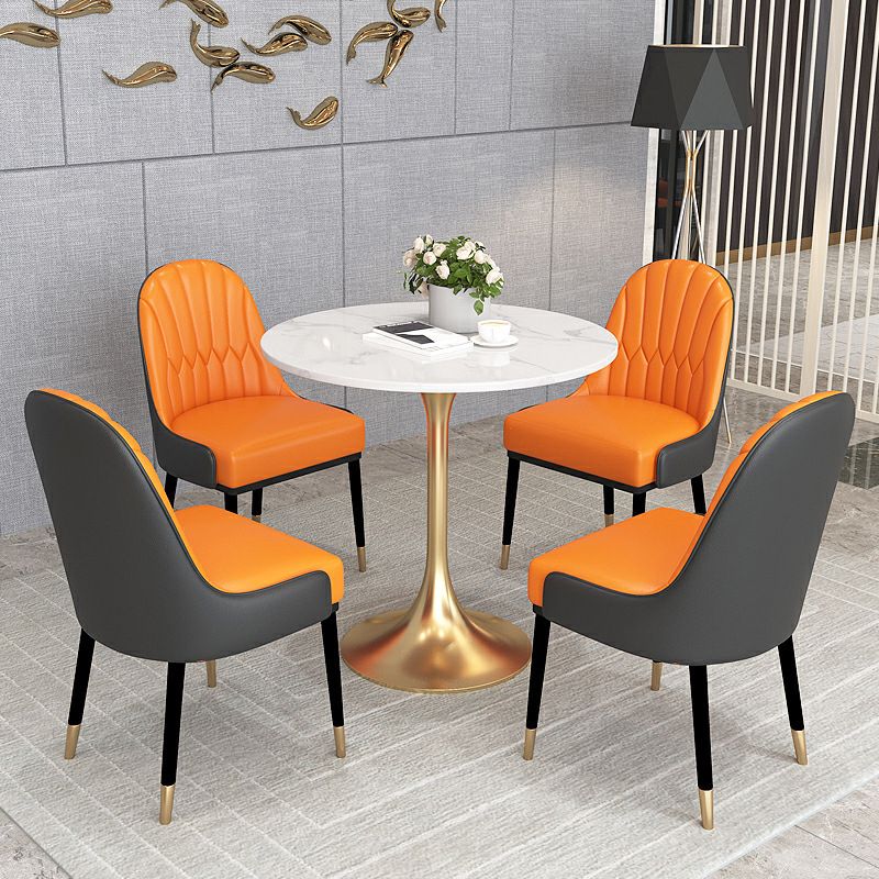 Metal Traditional Luxury Round Dining Table Sintered Stone Table with Tulip Base Clearhalo 'Dining Tables & Seating' 'Dining Tables' 'dining_table' 'furn' 'furn_dining_table' 'Furniture' 'Kitchen & Dining Furniture' 1200x1200_c221a683-adbe-4883-858a-ab564143c9a8