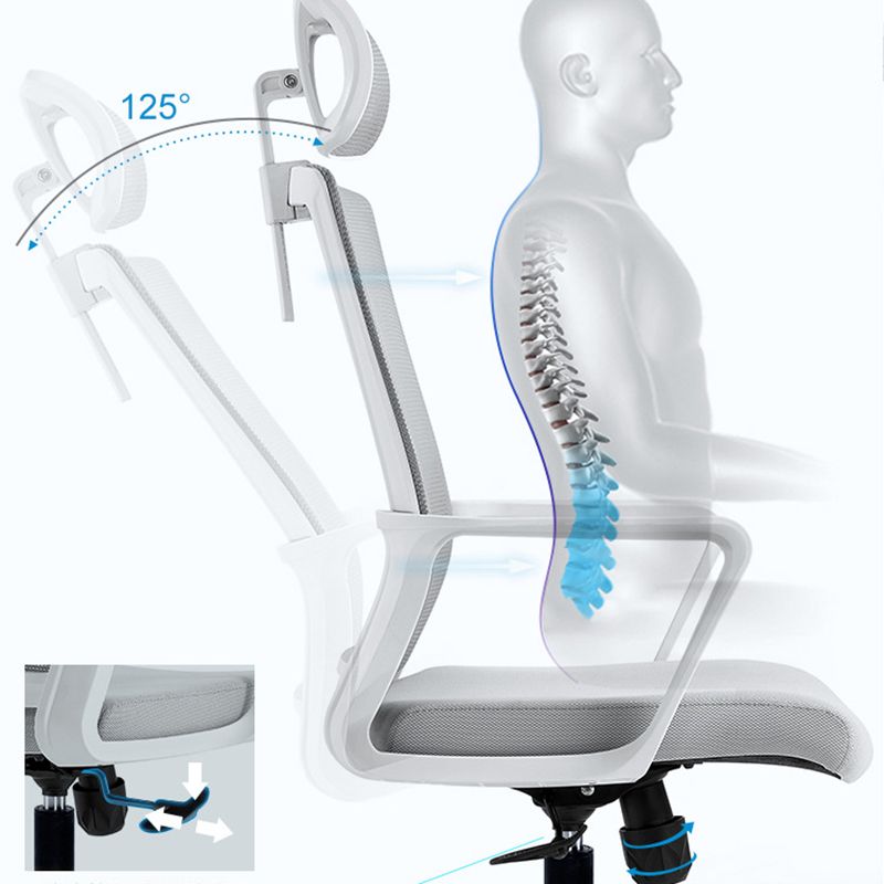 Sedia da scrivania a bracci fissi regolabile sedia girevole altezza del sedile con schiena traspirante