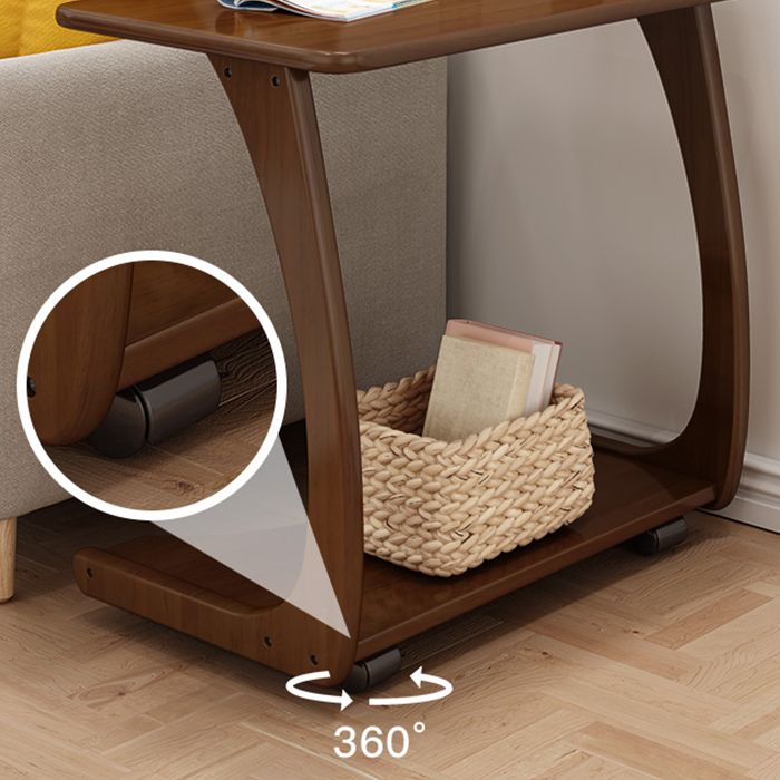 Mesa lateral superior rectangular moderno 24.8 "de altura de madera de altura con estante y rueda