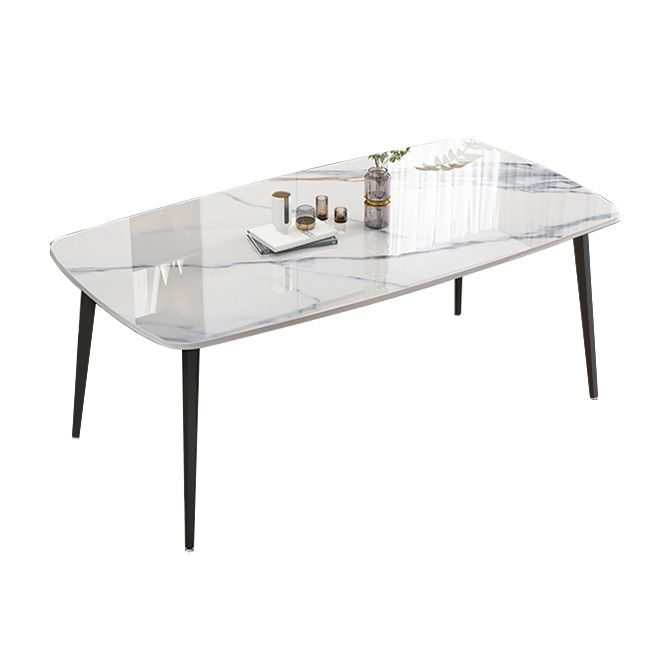 Modern Stone Rectangle Dining Table 4 Metal Legs for Dining Room Clearhalo 'Dining Tables & Seating' 'Dining Tables' 'dining_table' 'furn' 'furn_dining_table' 'Furniture' 'Kitchen & Dining Furniture' 1200x1200_c2257527-6ebb-495d-a5a9-8c4c4af1fa0a