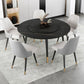 Round Metal 4 Legs Dining Table Black Frame Traditional Luxury Dining Table Clearhalo 'Dining Tables & Seating' 'Dining Tables' 'dining_table' 'furn' 'furn_dining_table' 'Furniture' 'furniture_dining_table' 'Kitchen & Dining Furniture' 'kitchen' 'kitchen_dining_table' 1200x1200_c225de5d-6c4a-4a01-9d5e-bd34a30d9175