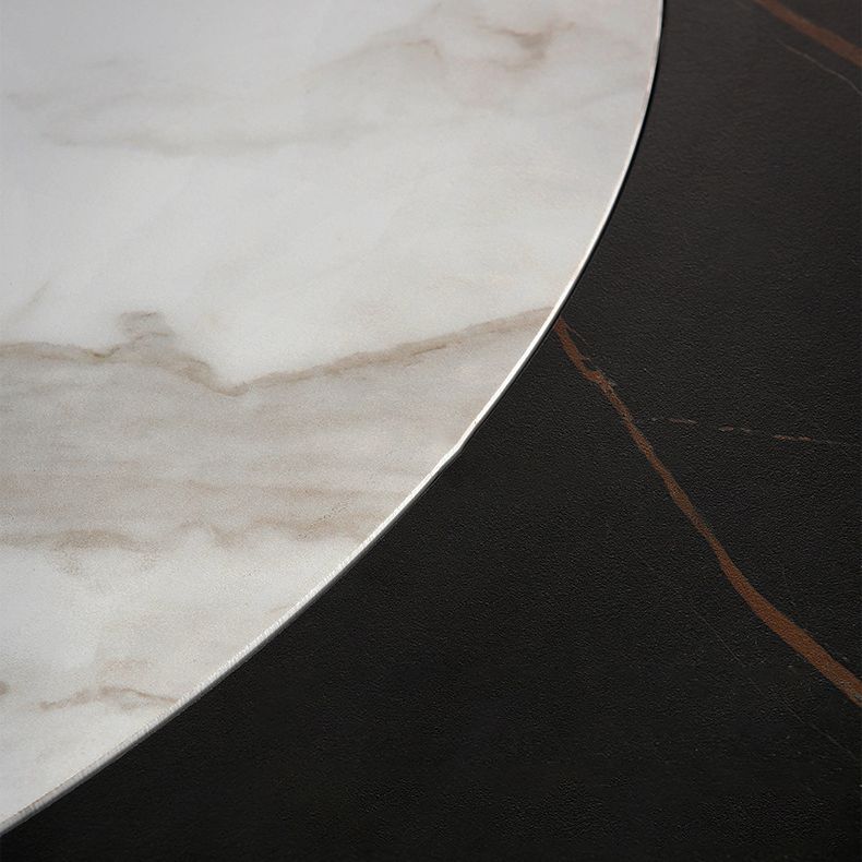 Runder Esstisch-Set aus gesintertem Stein im modernen Stil, 1/4/5/7/9-teiliges Esstisch-Set