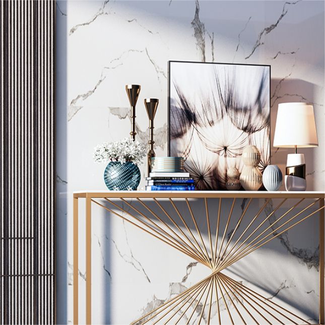 Tavolo da divano console in marmo glam rettangolo console di ferro tavolo per la sala