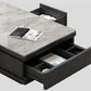Pedestal Base Coffee Table with 3 Storage Drawers and Shelf in Grey Clearhalo 'Coffee & Accent Tables' 'Coffee Tables' 'coffee_tables' 'furn' 'furn_coffee_tables' 'Furniture' 'Living Room Furniture' 1200x1200_c2285c14-611d-4012-8160-930c0953117f
