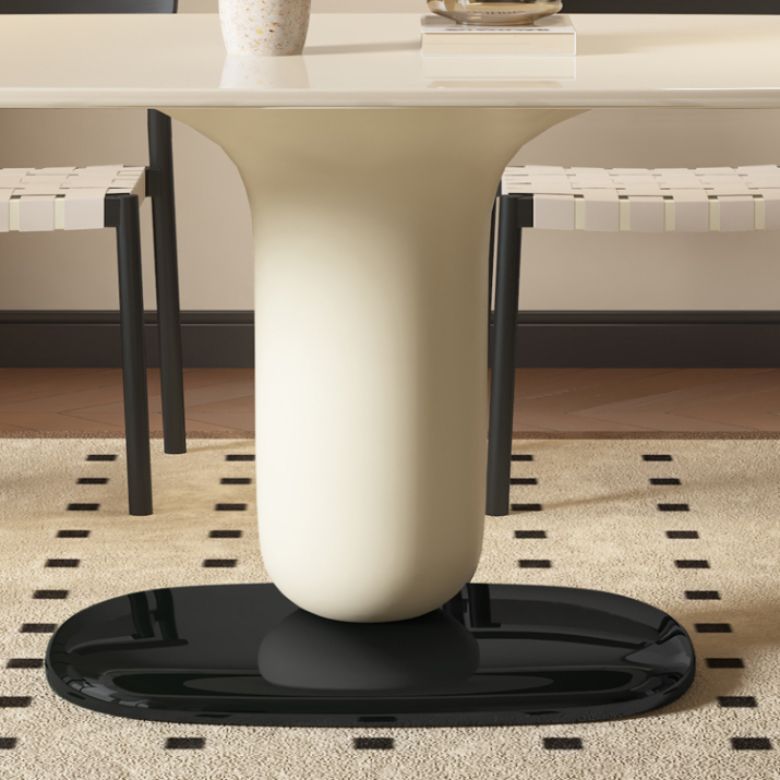 1/4/5 Pieces White Oval Wooden Pedestal Dining Furniture Set for Home