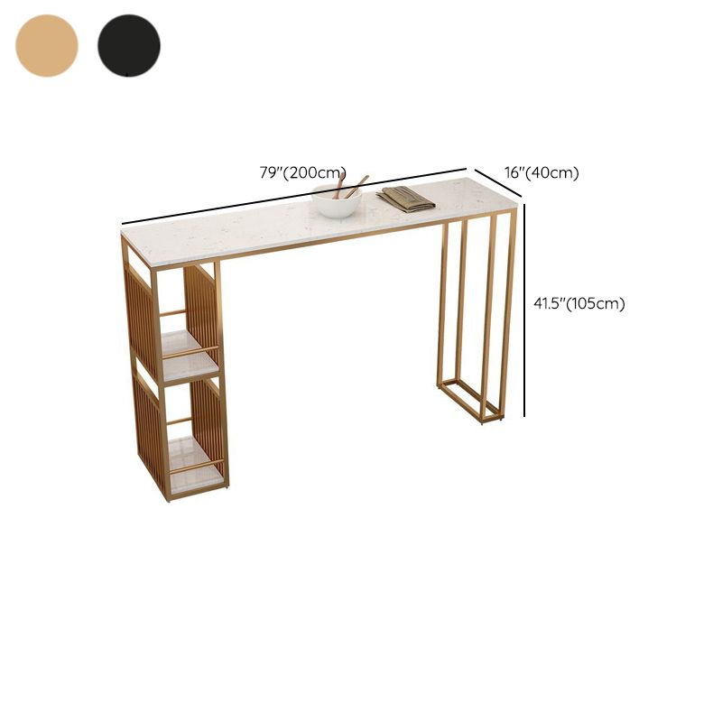 Glamour-Barthekentisch aus Kunstmarmor. Rechteckiger Barthekentisch mit Metallbeinen