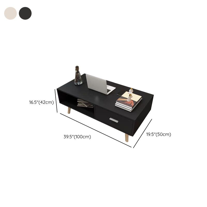 16.53" Tall Rectangle Coffee Table Wooden 4 Legs Cocktail Table with Storage Clearhalo 'Coffee & Accent Tables' 'Coffee Tables' 'coffee_tables' 'furn' 'furn_coffee_tables' 'Furniture' 'Living Room Furniture' 1200x1200_c22bb49f-6f0a-4c44-ac5a-665e38a4bb33