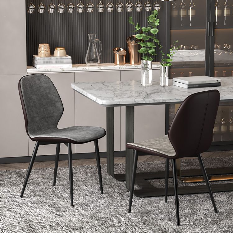 Faux Leather Contemporary Dining Room Chair Matte Finish Solid Back Dining Chairs Clearhalo ' kitchen&dining_furn' 'Dining Chairs' 'Dining Tables & Seating' 'dining_chair' 'furn' 'furn_dining_chair' 'Furniture' 'furniture_dining_chair' 'Kitchen & Dining Furniture' 'kitchen' 1200x1200_c22fd53b-75a5-4603-b644-0358c190e082