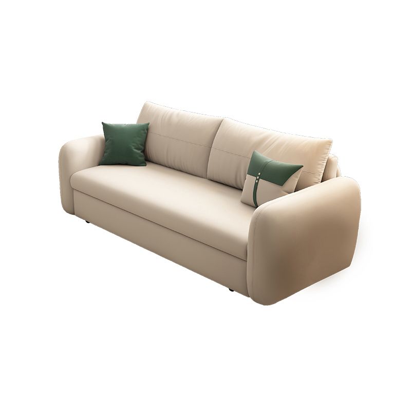 Divano letto moderno in divano microfibra largo beige da 32,5 "con cuscino posteriore
