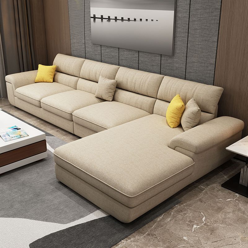 Modern Reversible Chaise Sofa with Pillows Flared Arm Sectionals for Living Room Clearhalo 'furn' 'furn_sectionals' 'Furniture' 'furniture_sectionals' 'kitchen' 'kitchen_sectionals' 'Living Room Furniture' 'Sectionals' 1200x1200_c2314f1c-ddca-40be-8366-ff4ad607b68b
