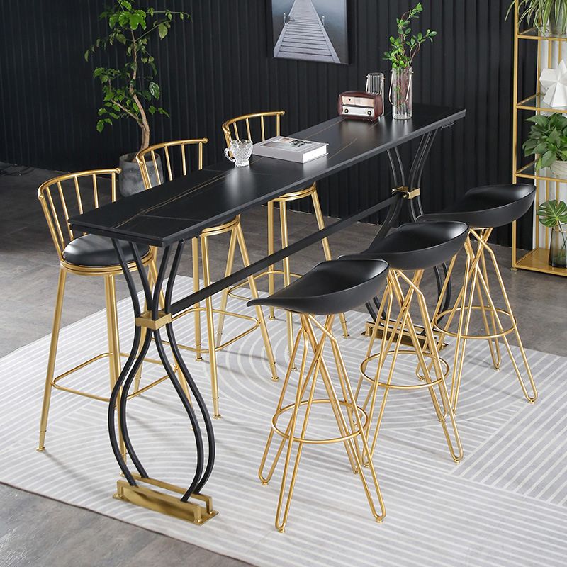 Rectangle Sintered Stone Dining Table Black and Metal Base Bar Table Clearhalo 'Bar Furniture' 'Bar Tables' 'bar_tables' 'furn' 'furn_bar_tables' 'Furniture' 'Kitchen & Dining Furniture' 1200x1200_c234cda5-6af2-4eaf-b23f-9e76d82a540a
