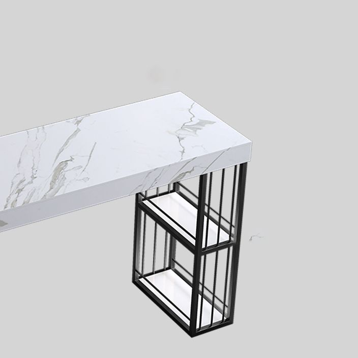 Contemporary Sintered Stone Top Counter Table with Double Pedestal Clearhalo 'Bar Furniture' 'Bar Tables' 'bar_tables' 'furn' 'furn_bar_tables' 'Furniture' 'Kitchen & Dining Furniture' 1200x1200_c2369b0c-322e-428e-a12b-1b79d8e05262