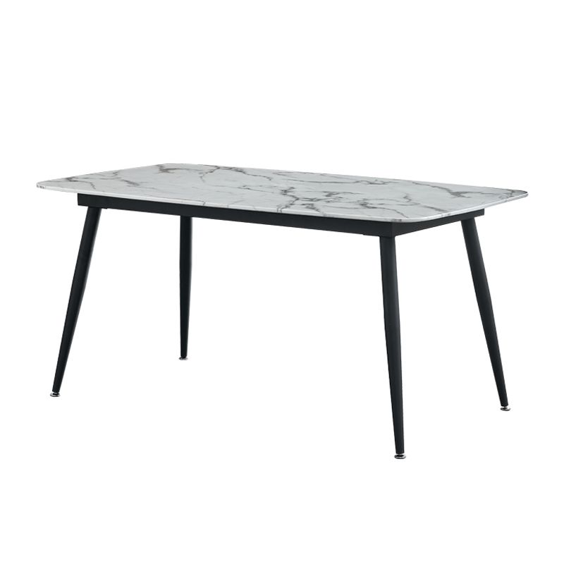 Rectangle Industrial Dining Table Fixed Table with Marble for Dining Room Clearhalo 'Dining Tables & Seating' 'Dining Tables' 'dining_table' 'furn' 'furn_dining_table' 'Furniture' 'furniture_dining_table' 'Kitchen & Dining Furniture' 'kitchen' 'kitchen_dining_table' 1200x1200_c237522f-fa6f-4c4e-999a-97166a481437