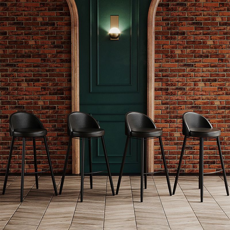 Faux Leather Armless Bar Stool Industrial Low Back Bar Chair with Metal Footrest Clearhalo 'Bar Furniture' 'Bar Stools' 'bar_stools' 'furn' 'furn_bar_stools' 'Furniture' 'Kitchen & Dining Furniture' 1200x1200_c237806a-cd99-4f2a-b2fe-c53b5b1854f4