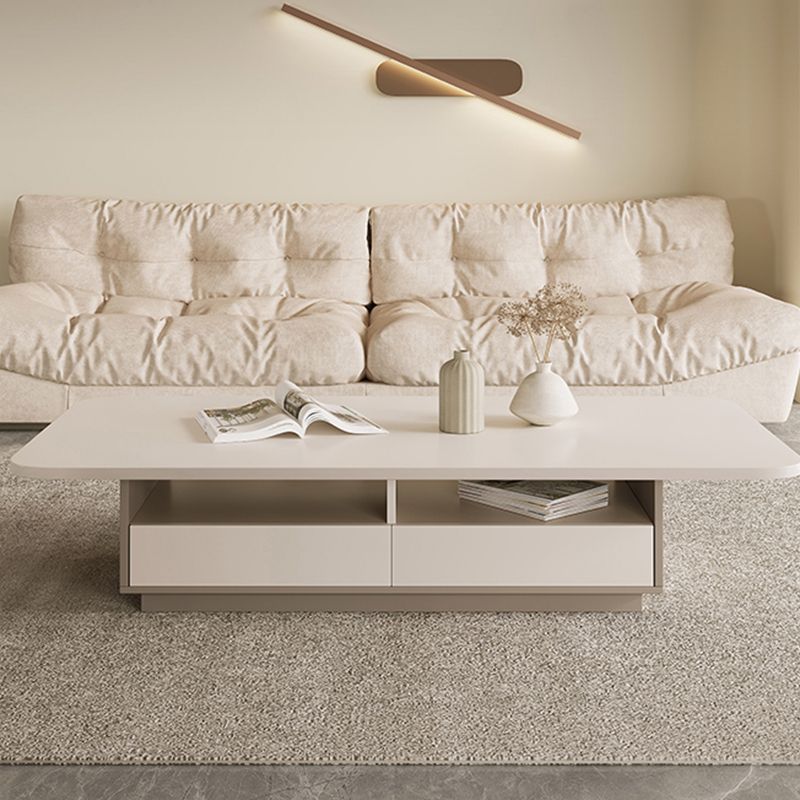 Rectangle Single Coffee Table Wood Cocktail Table with Storage Drawers
