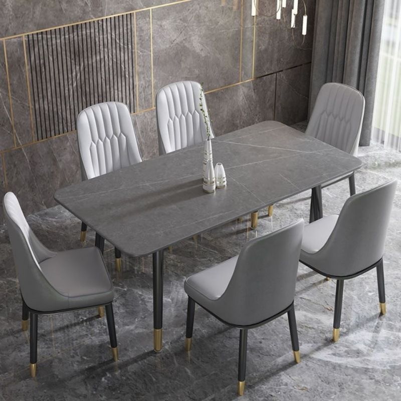 Rectangular Sintered Stone Dining Table Luxury Furniture with 4 Legs in Matte Finish Home Clearhalo 'Dining Tables & Seating' 'Dining Tables' 'dining_table' 'furn' 'furn_dining_table' 'Furniture' 'Kitchen & Dining Furniture' 1200x1200_c2390650-e842-45d1-9a91-152321315a25