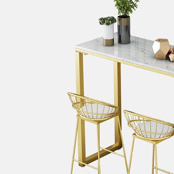 Glam Pub Table Double Pedestal Bar Height Bar Table for Breakroom