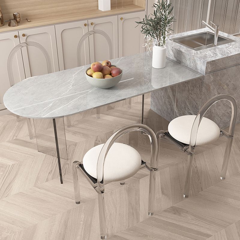 Mesa moderna de forma irregular, mesa de piedra sinterizada con pedestal doble