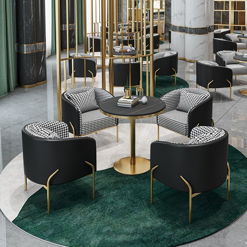 Traditional Luxury Round Dining Table Black Stone Top Table for Home