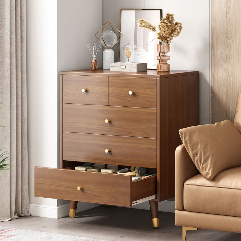 29.52'"/35.43" Tall Brown Wooden Chest, Rectangle Accent Chest with Drawers Clearhalo 'Cabinets & Chests' 'cabinets_chests' 'furn' 'furn_cabinets_chests' 'Furniture' 'Living Room Furniture' 1200x1200_c23ec454-875d-4446-8a42-555dd25b2625