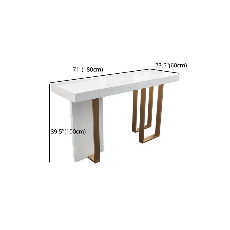 Rectangle Bar Table Contemporary Bar Dining Table with 4 Gold Legs Clearhalo 'Bar Furniture' 'Bar Tables' 'bar_tables' 'furn' 'furn_bar_tables' 'Furniture' 'furniture_bar_tables' 'Kitchen & Dining Furniture' 1200x1200_c240c216-5720-427d-a561-87d4bb003c1c