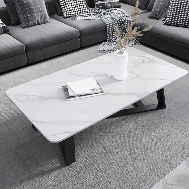 X-Base Coffee Cocktail Table Rectangle Coffee Table with Marble Top Clearhalo 'Coffee & Accent Tables' 'Coffee Tables' 'coffee_tables' 'furn' 'furn_coffee_tables' 'Furniture' 'Living Room Furniture' 1200x1200_c2416b0e-0054-443e-92de-7fa871e36920
