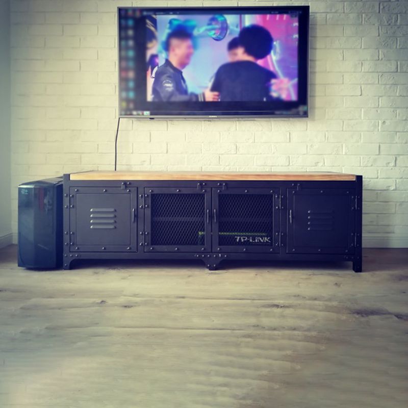 15.75"W TV Stand Enclosed Storage Industrial Style TV Console with 4 Doors Clearhalo 'furn' 'furn_tv_stands_entertainment_centers' 'Furniture' 'Living Room Furniture' 'TV Stands & Entertainment Centers' 'TV Stands & Media Storage Furniture' 'tv_stands_entertainment_centers' 1200x1200_c2424c09-6e31-4c9f-ae40-40678202c645