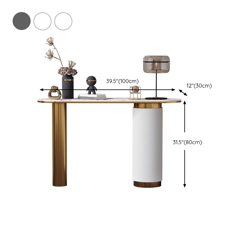 Mesa de consola de Stone Glam 31.5 pulgadas de altura Mesa de acento ovalado para el salón