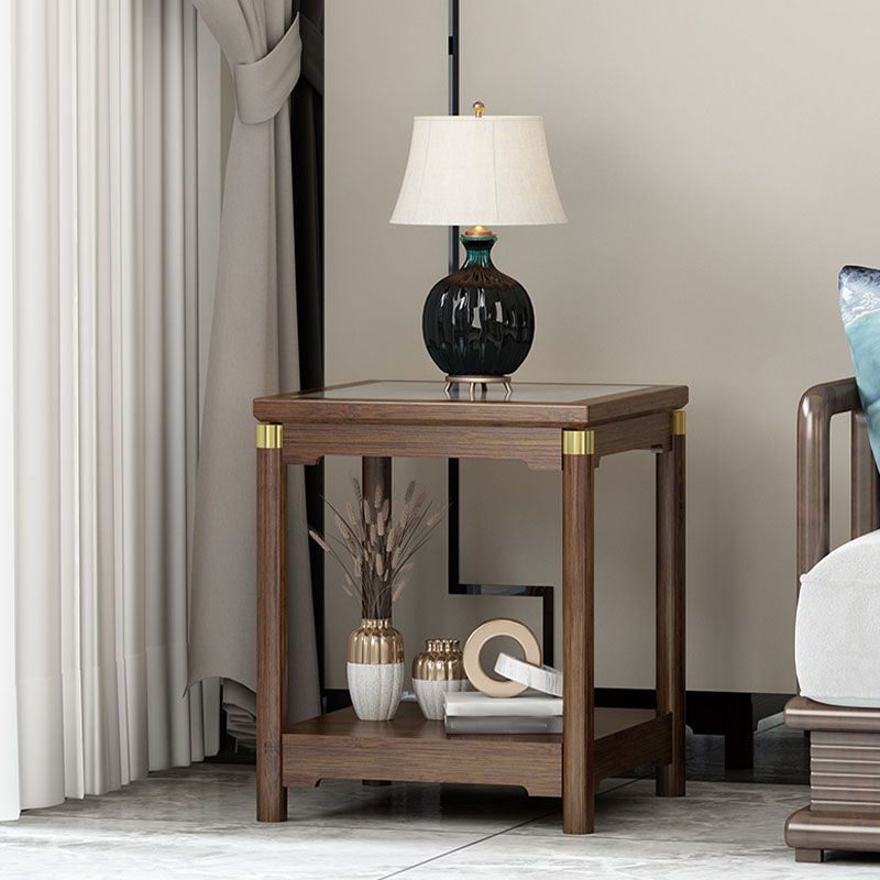 Traditional Square Wooden Sofa Side Accent Table with Storage and Shelf Clearhalo 'Coffee & Accent Tables' 'End & Side Tables' 'end_side_table' 'end_side_tables' 'furn' 'furn_end_side_tables' 'Furniture' 'furniture_end_side_table' 'Living Room Furniture' 1200x1200_c243aa90-be45-4cee-ae5e-eccb29048614