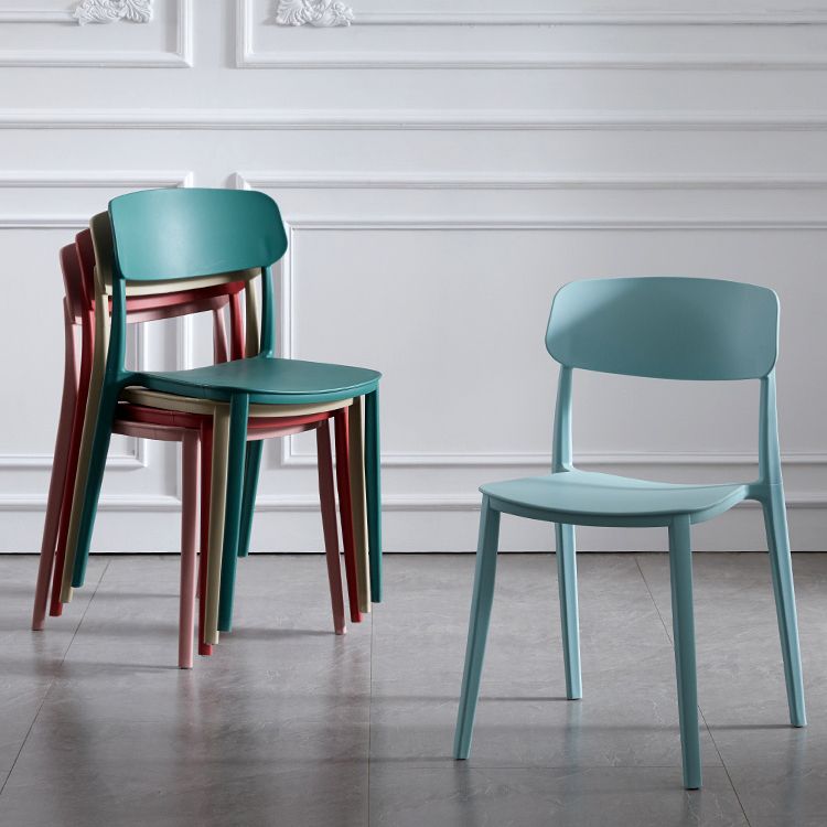 Stackable Armless Dining Chairs Plastic Open Back Dining Side Chair (Set of 4) Clearhalo ' kitchen&dining_furn' 'Dining Chairs' 'Dining Tables & Seating' 'dining_chair' 'furn' 'furn_dining_chair' 'Furniture' 'furniture_dining_chair' 'Kitchen & Dining Furniture' 'kitchen' 1200x1200_c243f5b6-1a41-47a0-9300-ff36240b0590