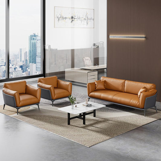 Divano in pelle finta glam contemporanea con braccio quadrato resistente all'usura per soggiorno