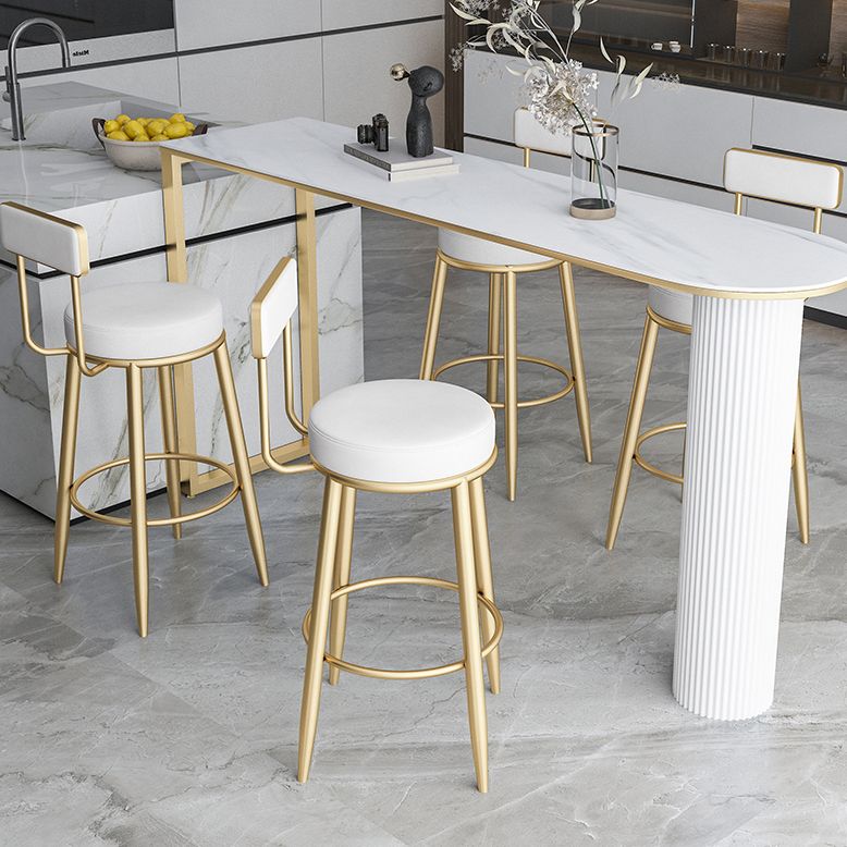 Nordic Style Backrest Counter Stool Iron Cafe Bar Stool with Leather Cushion and Pedal Clearhalo 'Bar Furniture' 'Bar Stools' 'bar_stools' 'furn' 'furn_bar_stools' 'Furniture' 'Kitchen & Dining Furniture' 1200x1200_c245f413-a059-41bd-9746-061ee767a483