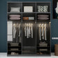 Black Wardrobe for Home Modern Style Cabinet with Glass Doors Clearhalo 'Armoires & Wardrobes' 'armoires_wardrobes' 'Bedroom Furniture' 'furn' 'furn_armoires_wardrobes' 'Furniture' 1200x1200_c2465dba-e0fc-46e7-be7e-faee8df48a54